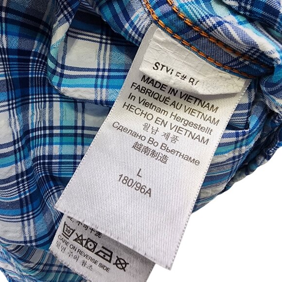 Marmot Mens‎ Blue Plaid Short Sleeve Button-Up Shirt L Nylon/Polyester - Picture 5 of 8